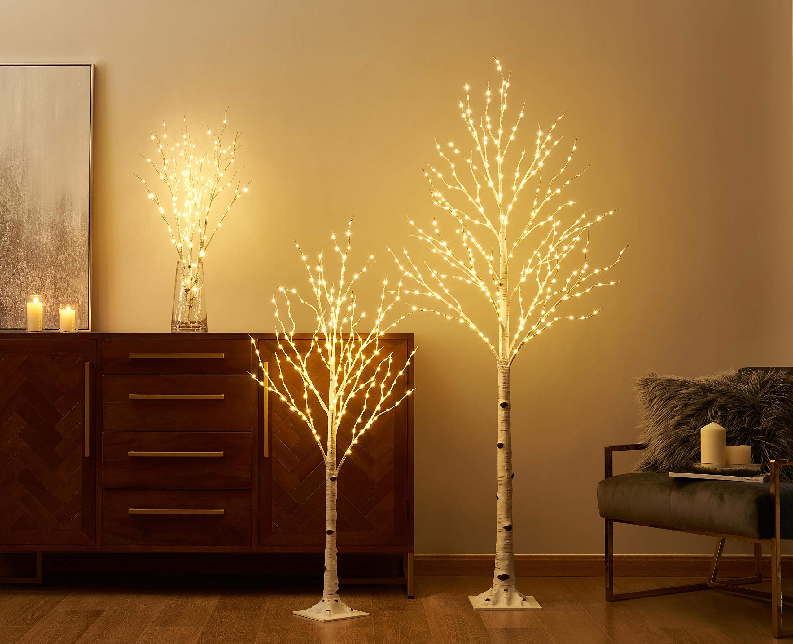 LITBLOOM 4FT Lighted Birch Twig Tree with 200 Warm White LED Fairy Lights - Indoor Outdoor Holiday Decor for Christmas, Easter, Wedding, Party & Home Decoration