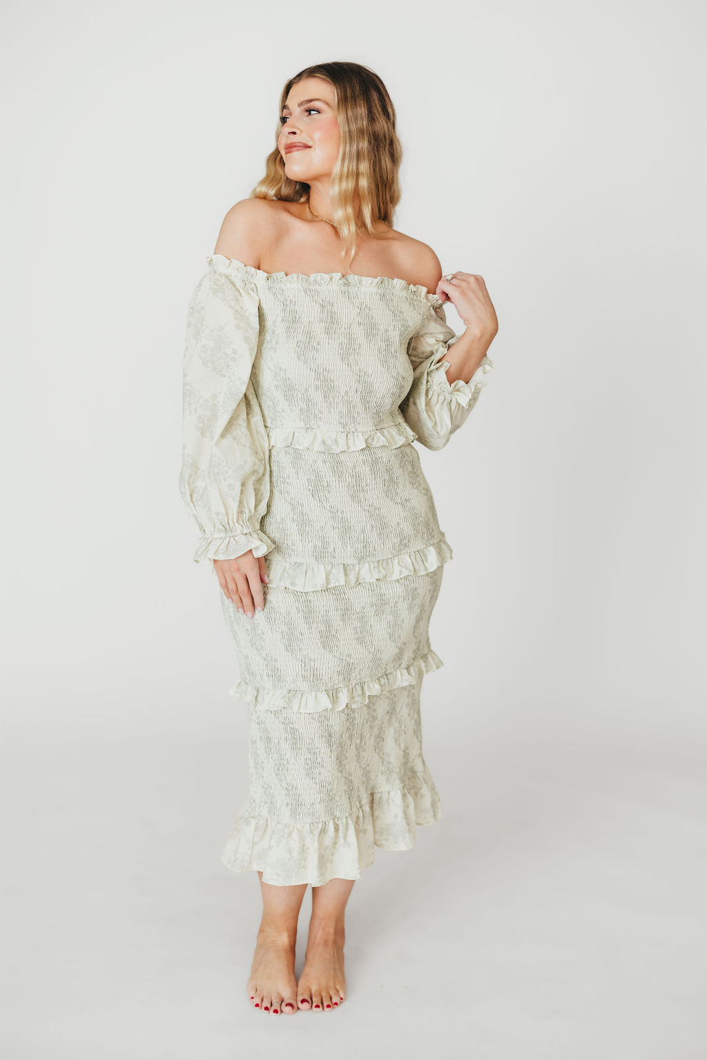 Chloe Midi Dress in Sage Green - Bump Friendly Maternity Dress for Pregnancy, Nursing & Special Occasions | Flowy A-Line Silhouette for Comfort & Style