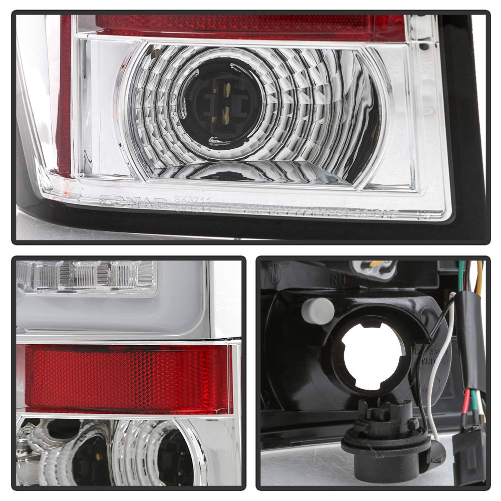 ACANII LED Tail Lights for 2005-2006 Jeep Grand Cherokee - Chrome Housing LED Tube Brake Lamps Replacement Pair - Upgrade Your Rear Lights for Night Driving & Enhanced Safety