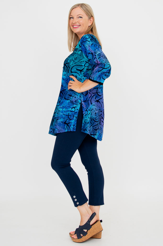Stylish Kary Blouse in Aqua Batik Print - Perfect for Casual Outings, Office Wear & Summer Fashion