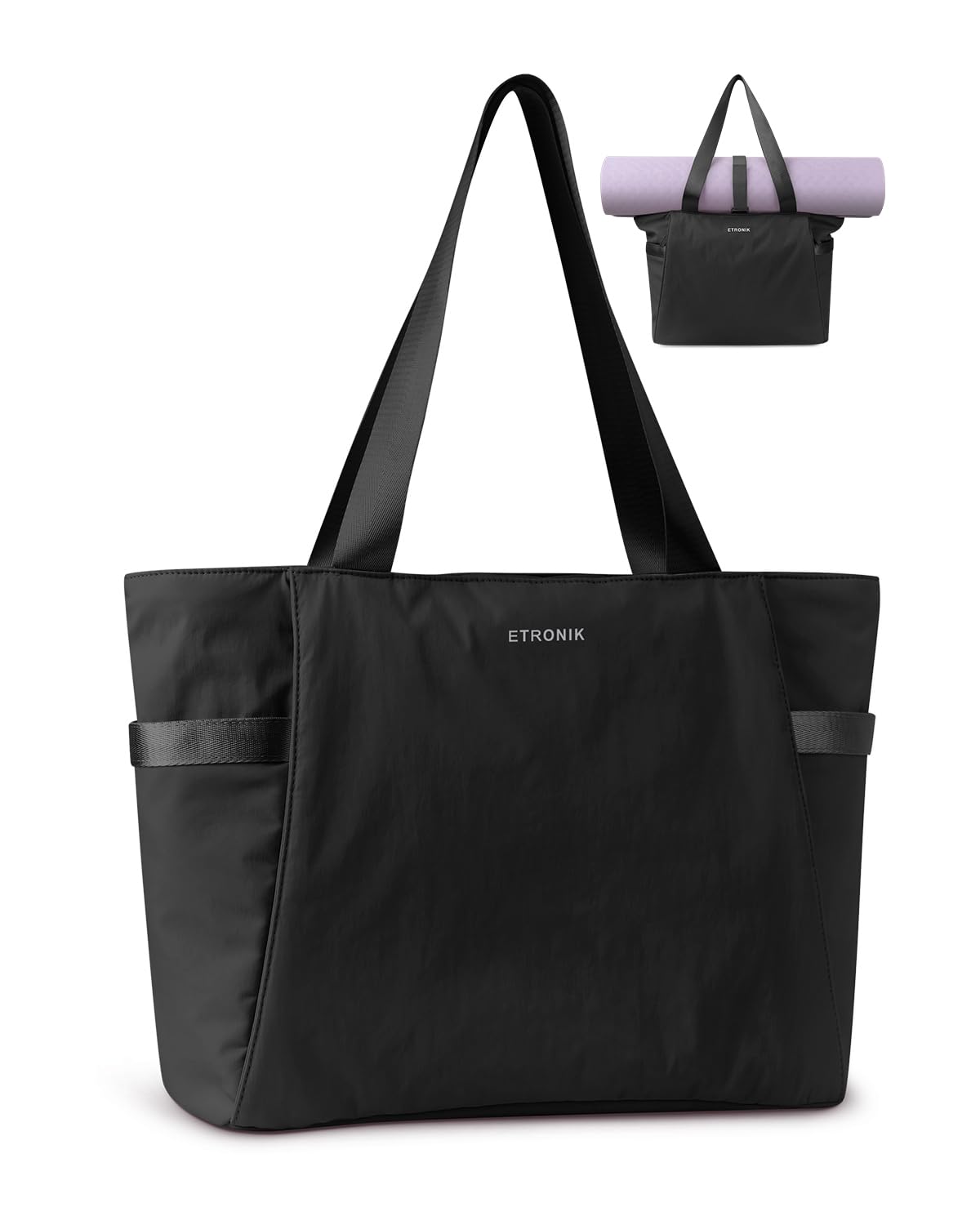 ETRONIK Women's Tote Bag for Work & Gym - Large Yoga Tote with Laptop Compartment & Yoga Mat Strap - Perfect for Nurses, Yoga, Sports, Travel & School - Durable Work Bag for Professionals & Students