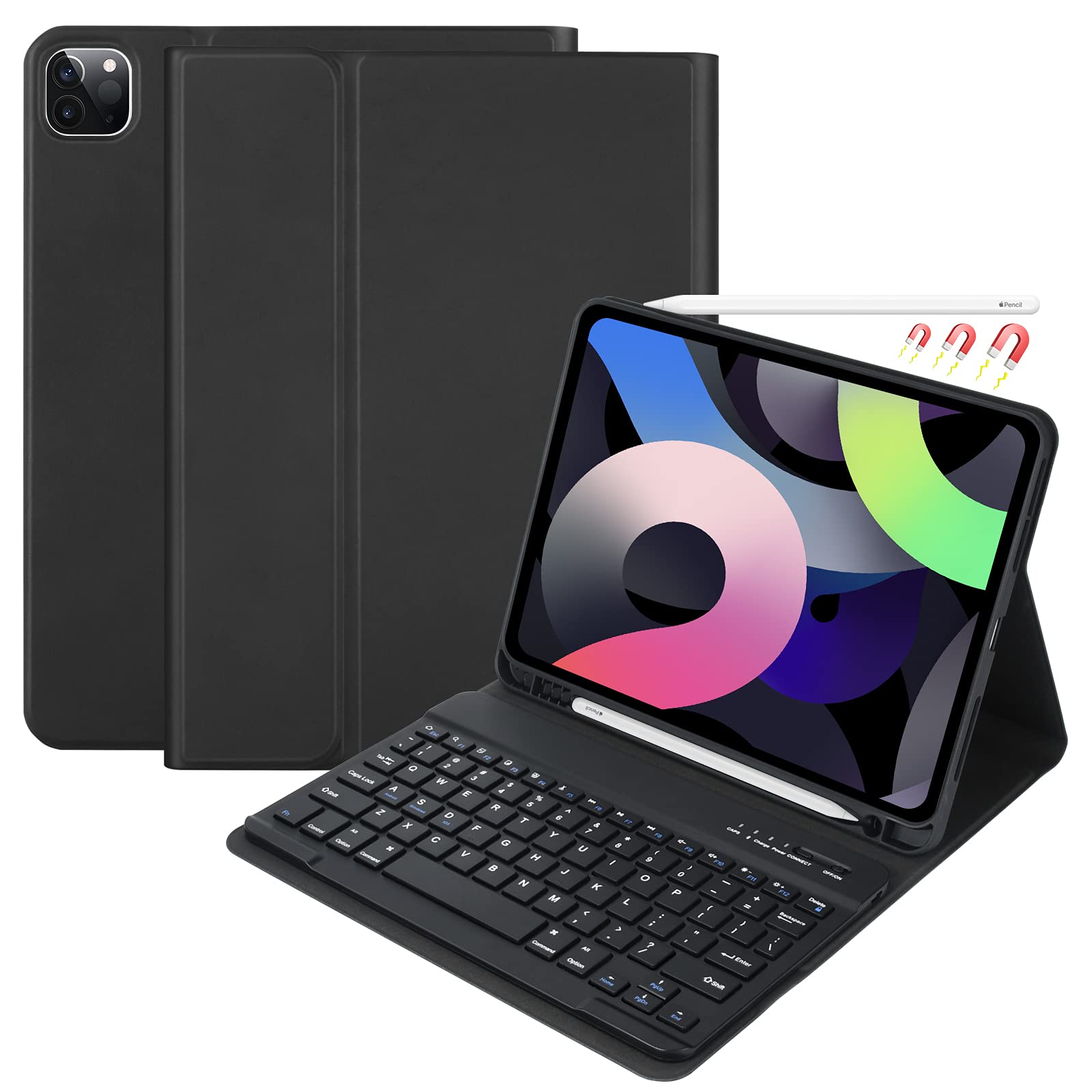 Magnetic Detachable Bluetooth Keyboard Case for iPad Air 11 inch (M3 2025/M2 2024) & iPad Pro 11 inch (1st-4th Gen) - Slim Protective Cover with Pencil Holder for 10.9