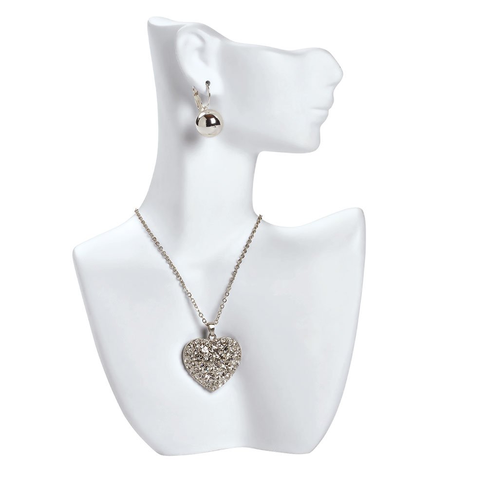 SSWBasics Small Side Profile White Earring and Necklace Display Stand - Set of 3 for Jewelry Store, Boutique & Home Decor Organization