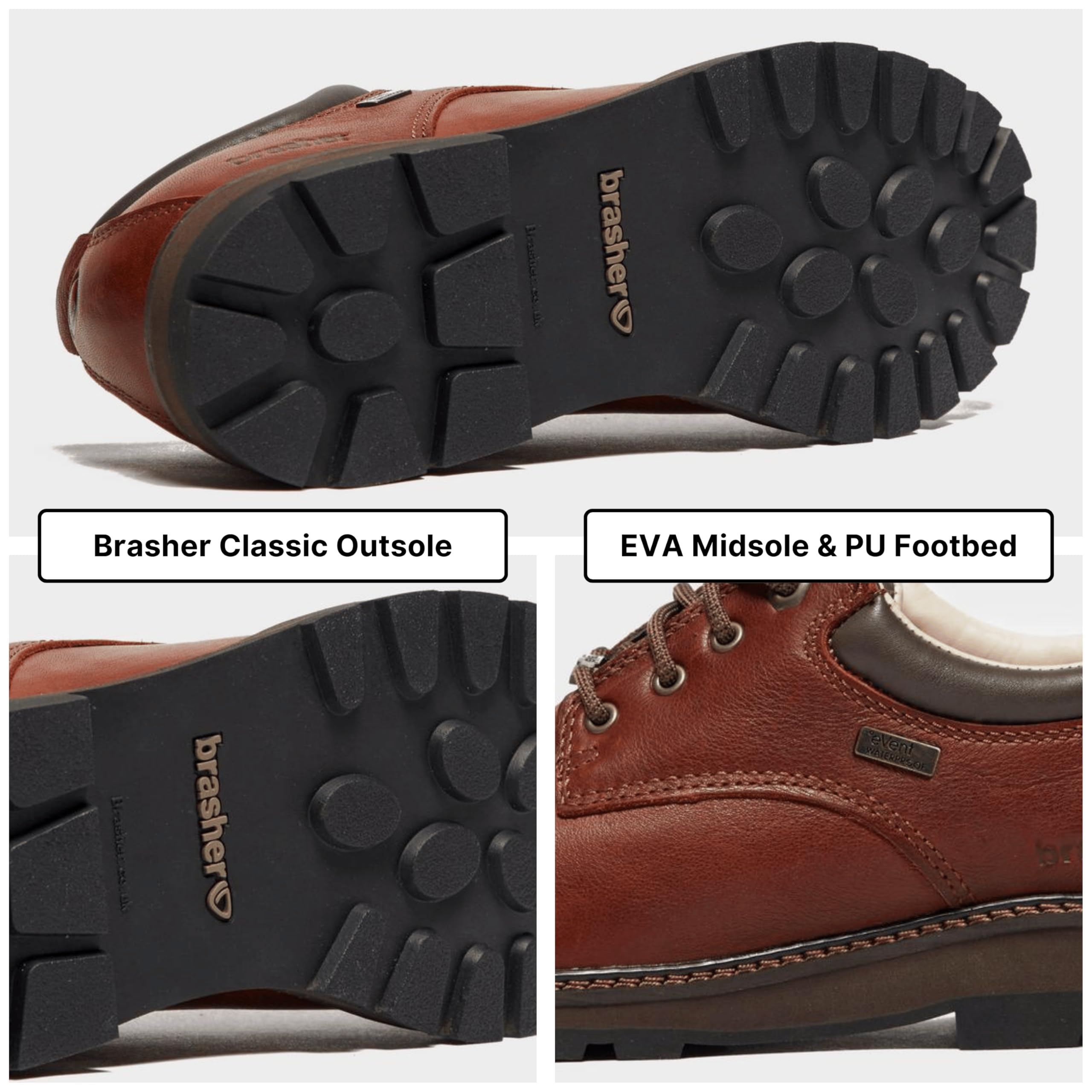Brasher Men's Country Classic Waterproof Leather Hiking Boots - Comfortable Walking Shoes for Outdoor Adventures, Trekking & Camping | Durable Non-Slip Sole for All Terrains