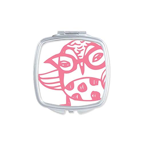 DIYthinker Cartoon Glasses Bird Design - Compact Double Sided Pocket Mirror for Makeup & Travel - Perfect Gift for Animal Lovers & Pet Owners - Great for Purse, Cosmetic Bag, and Home Decor
