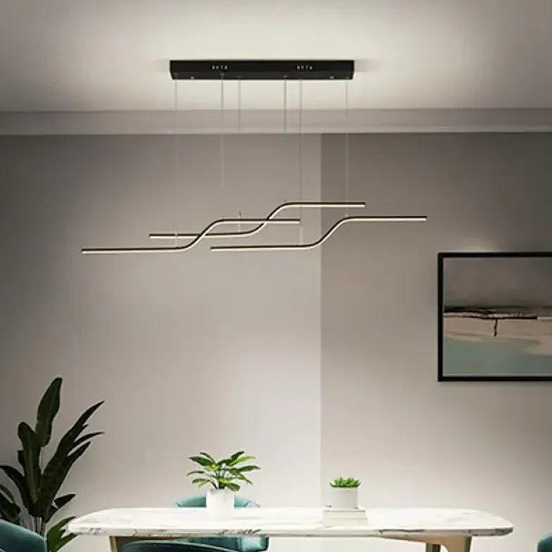 Modern Minimalist Dining Room Pendant Light - Sleek Linear LED Chandelier for Kitchen Island, Breakfast Nook & Contemporary Dining Spaces