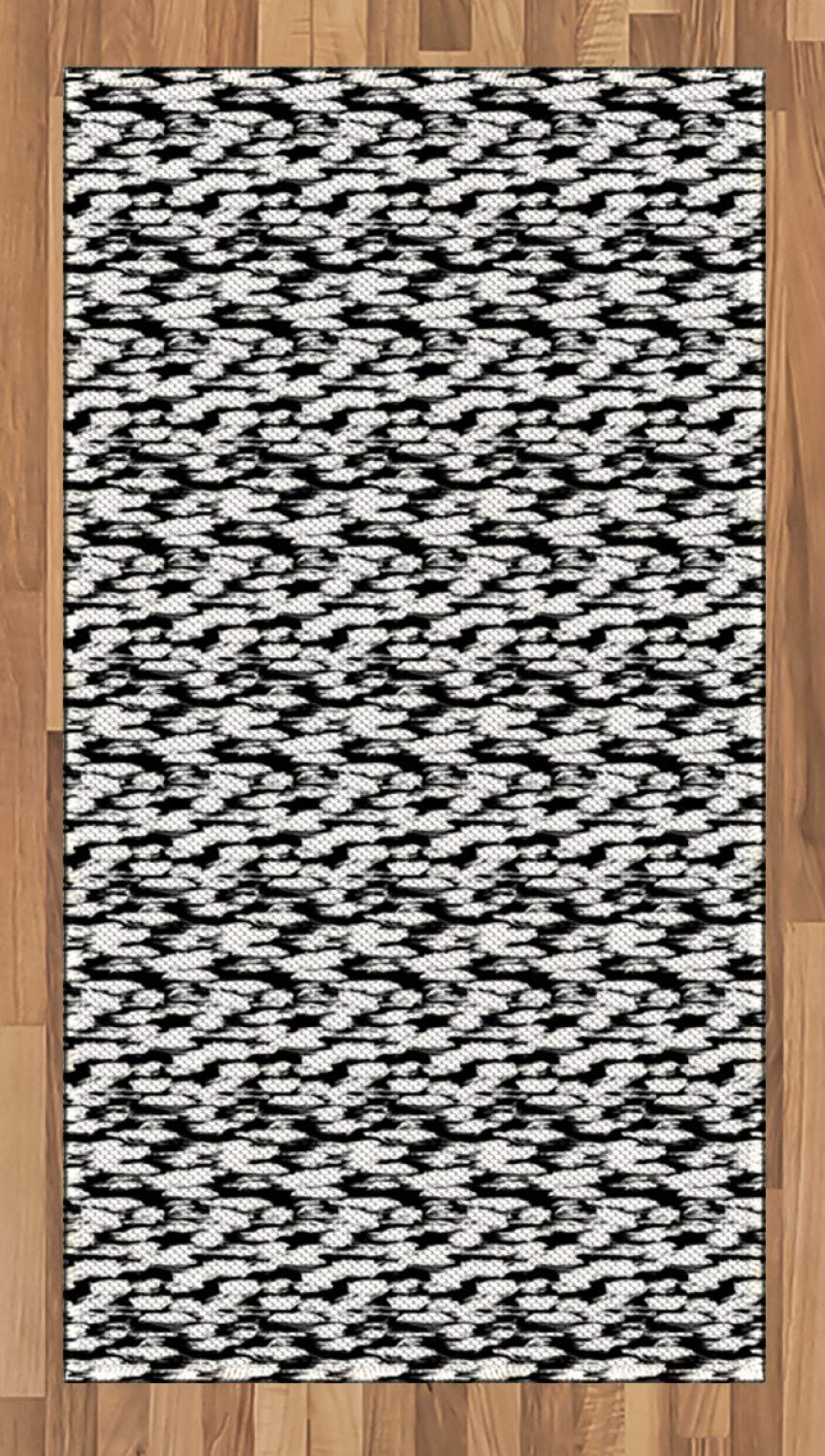 Ambesonne Retro Black and White Area Rug - Modern Abstract Brushstroke Design, Flat Woven Accent Rug 2.6'x5' for Living Room, Bedroom & Dining Room - Perfect for Boho, Mid-Century & Contemporary Home Decor