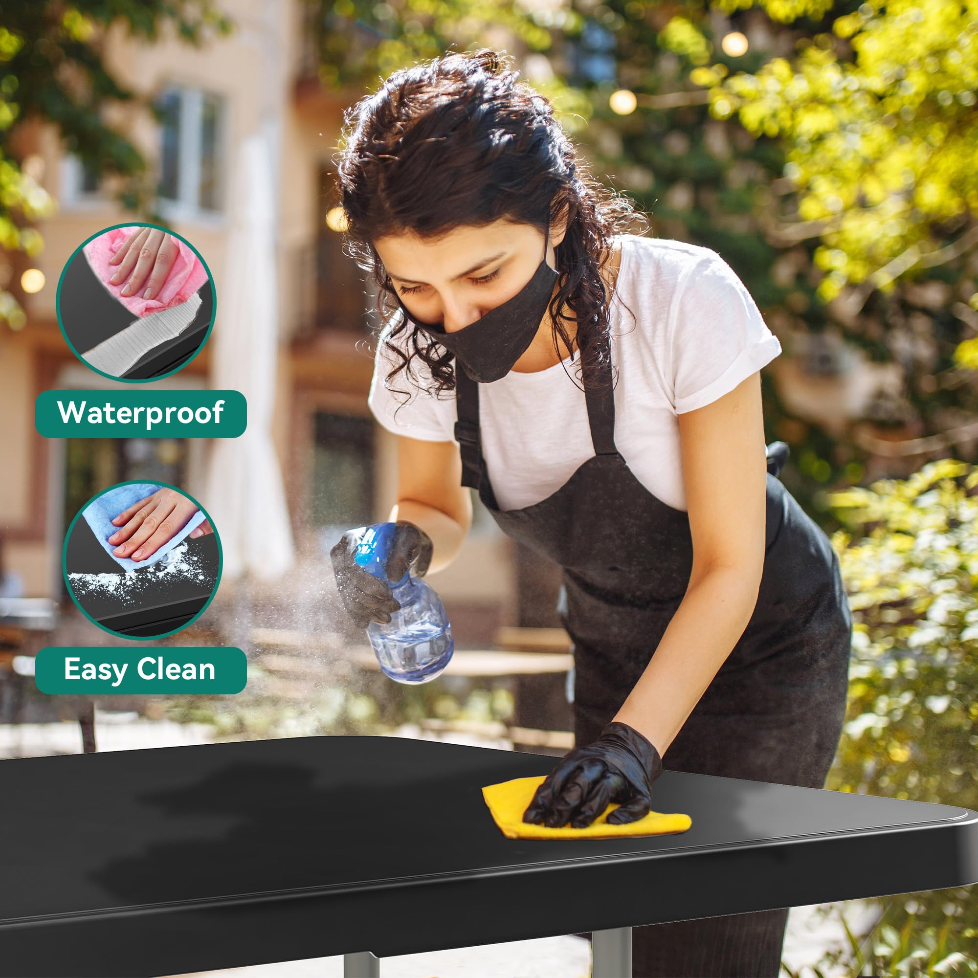 YITAHOME 8FT Heavy Duty Folding Table - Sturdy Portable Rectangle Table for Indoor & Outdoor Use - Perfect for Camping, Picnics, Parties, Events, and Home Office - Easy Carry Handle - Black