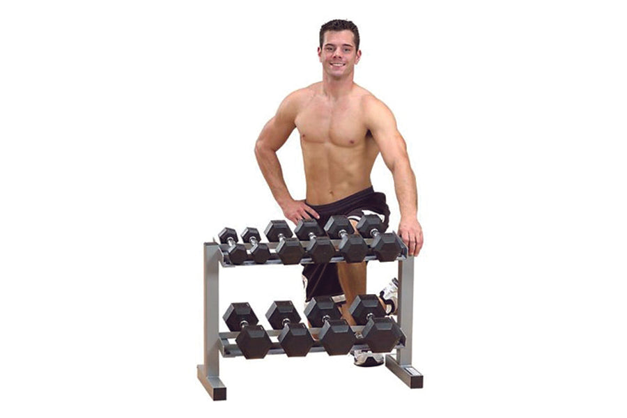 Warrior 2-Tier Horizontal Dumbbell Rack - Heavy Duty Dumbbell Storage Organizer for Home Gym & Fitness Equipment Organization