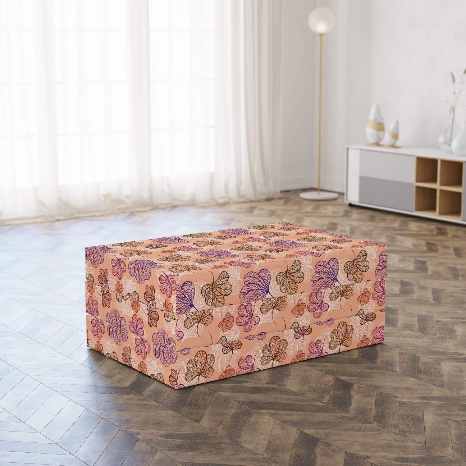 Ambesonne Floral Foldable Mattress - Forest Leaves Autumn Design, 74.8