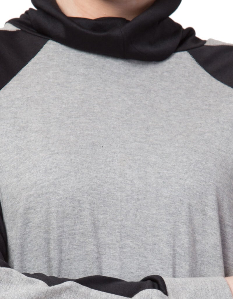 Arabic Contrast Knits Sports Abaya With Legging Grey - Modest Islamic Workout Outfit for Women, Gym & Yoga
