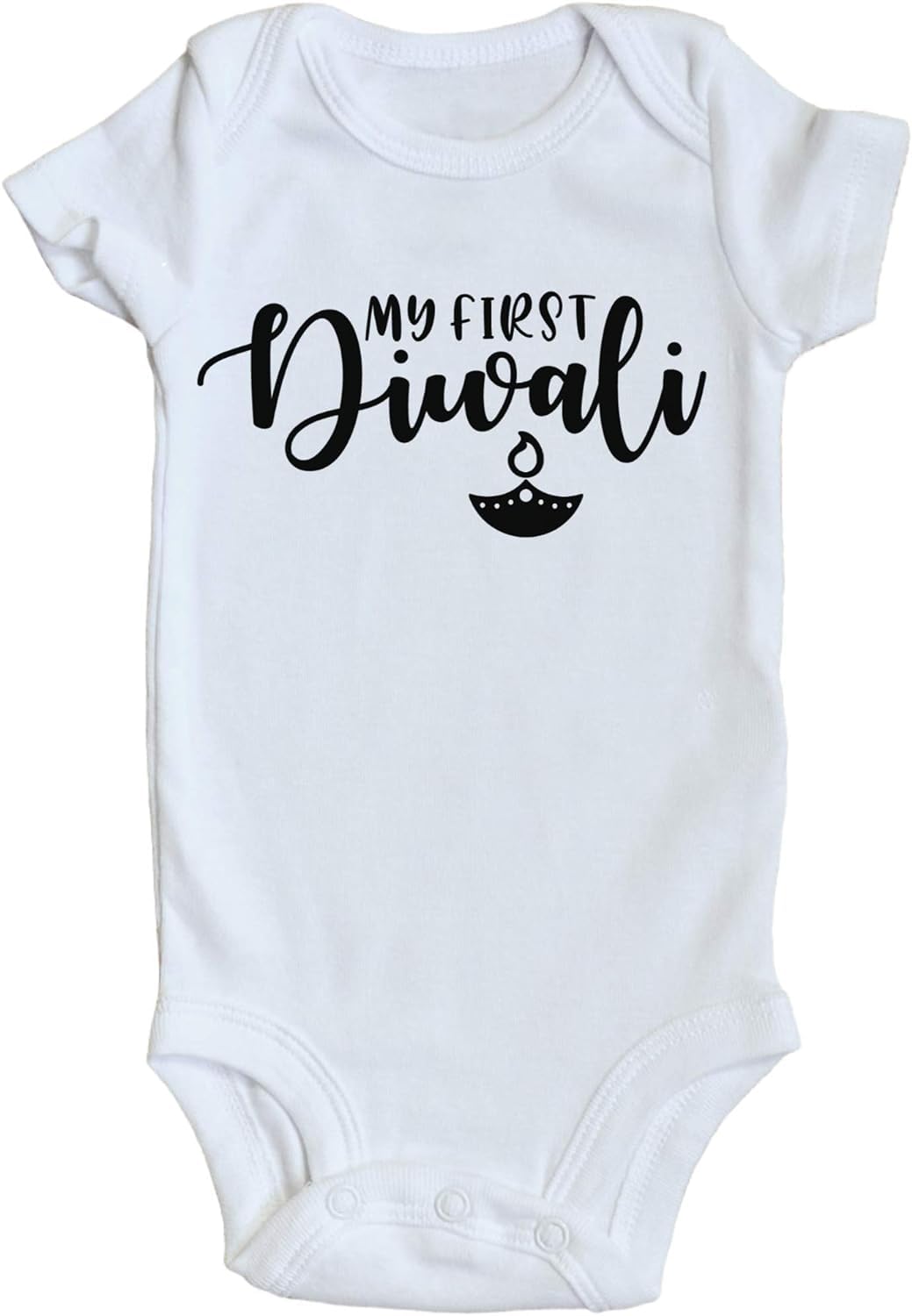 My First Diwali Baby Bodysuit - Traditional Indian Punjabi Outfit for Hindu Festival - Perfect Newborn Gift for Diwali Celebrations (Great for Family Photos, Pooja Ceremonies & Cultural Events)