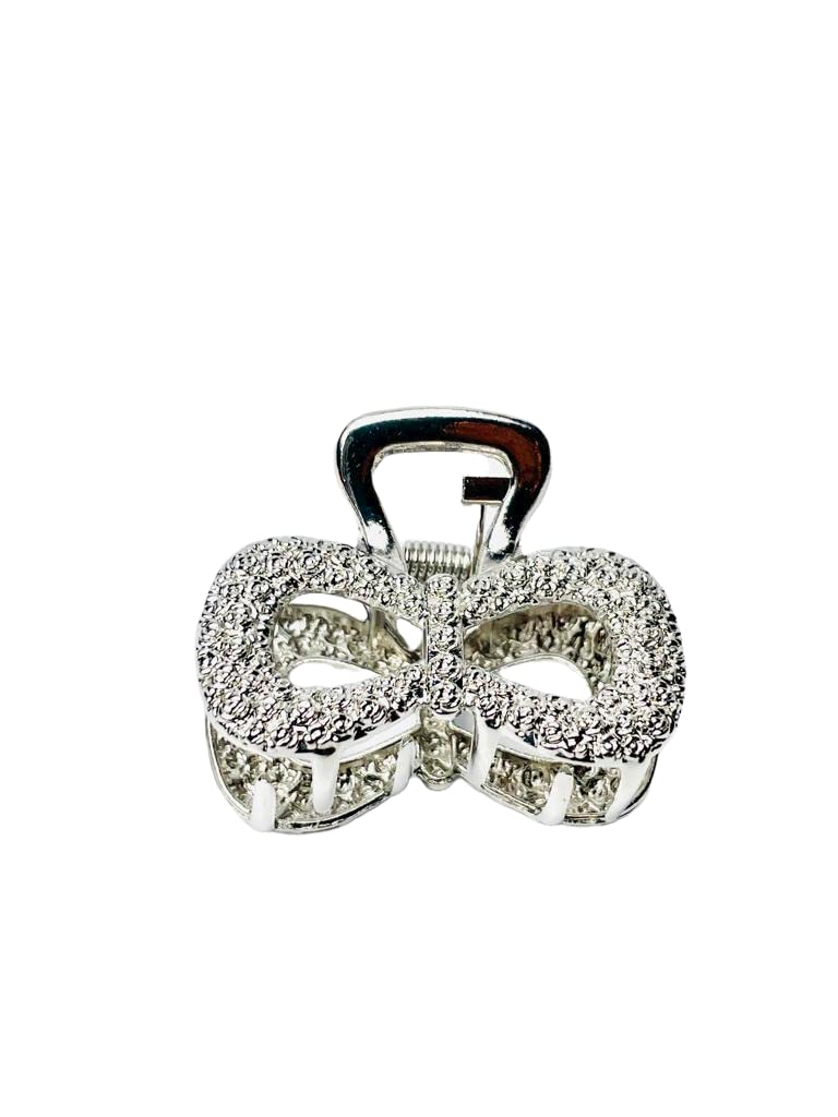 APPSAMBR - 4 Pack Silver Metal Hair Claw Clips for Women & Girls (4cm) - Strong Hold Hair Barrettes for Half Up Buns, Ponytails & Everyday Styling - Perfect for Work, School & Casual Outings