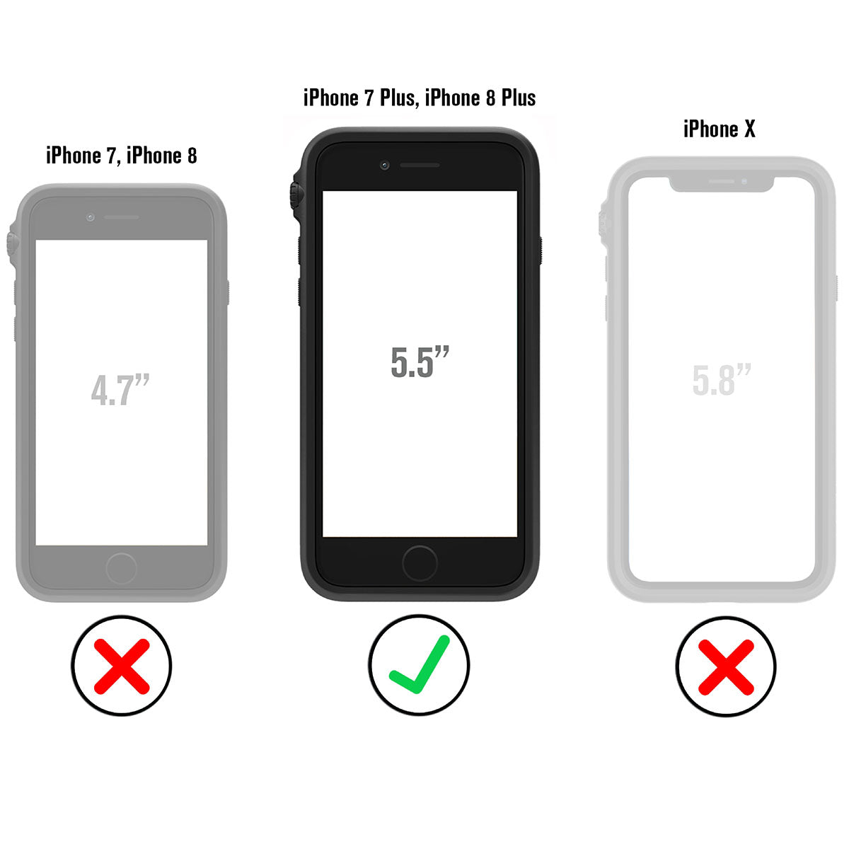Waterproof Case for iPhone 8 Plus/7 Plus - Shockproof & Dustproof Protection for Swimming, Beach, Outdoor Activities