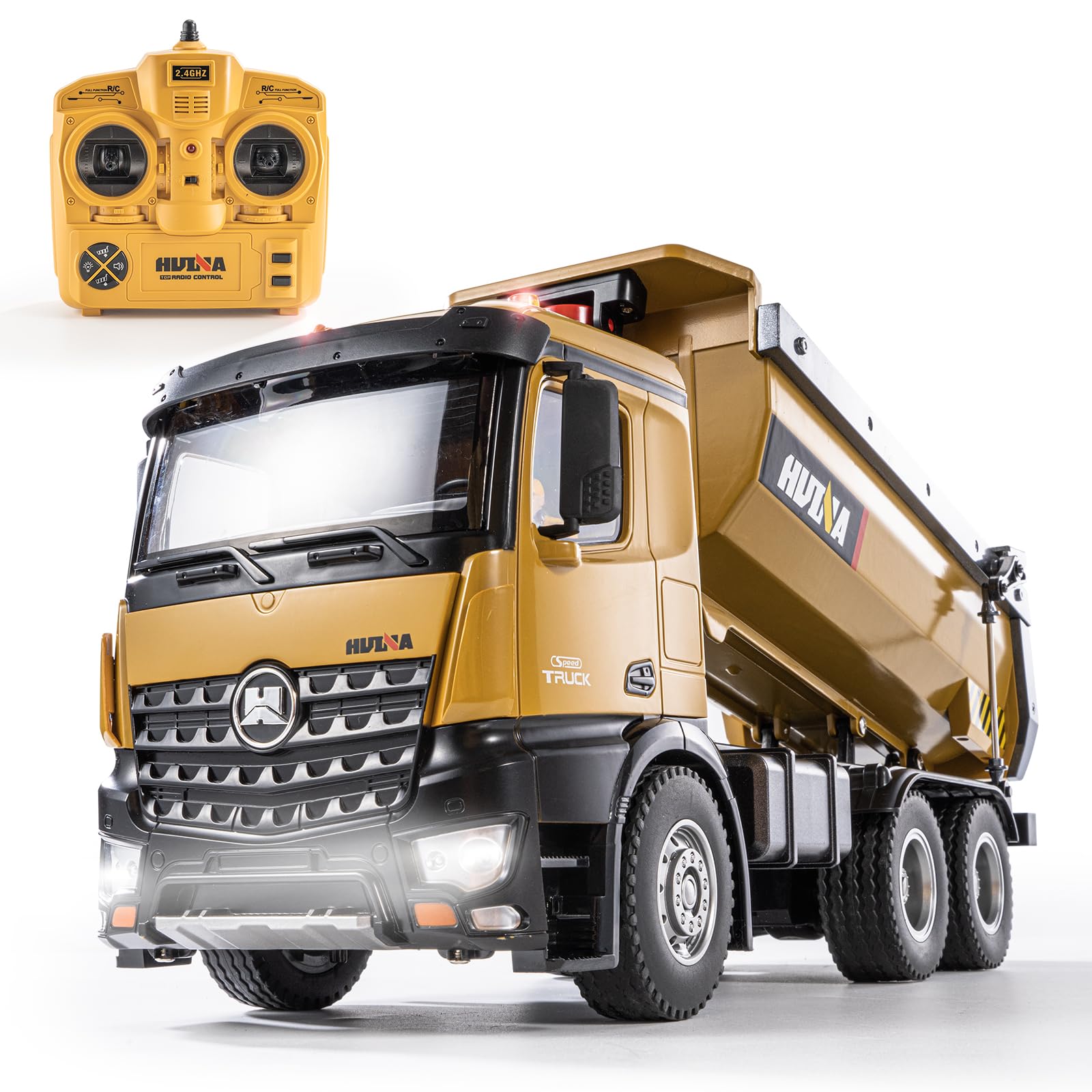 1/14 Scale RC Dump Truck Toy - 10CH Remote Control Construction Vehicle for Boys & Adults, Heavy Duty Metal Truck with 7KG+ Load Capacity | Birthday Gift for Kids | Construction Site Play, Outdoor Adventure & Collector's Item