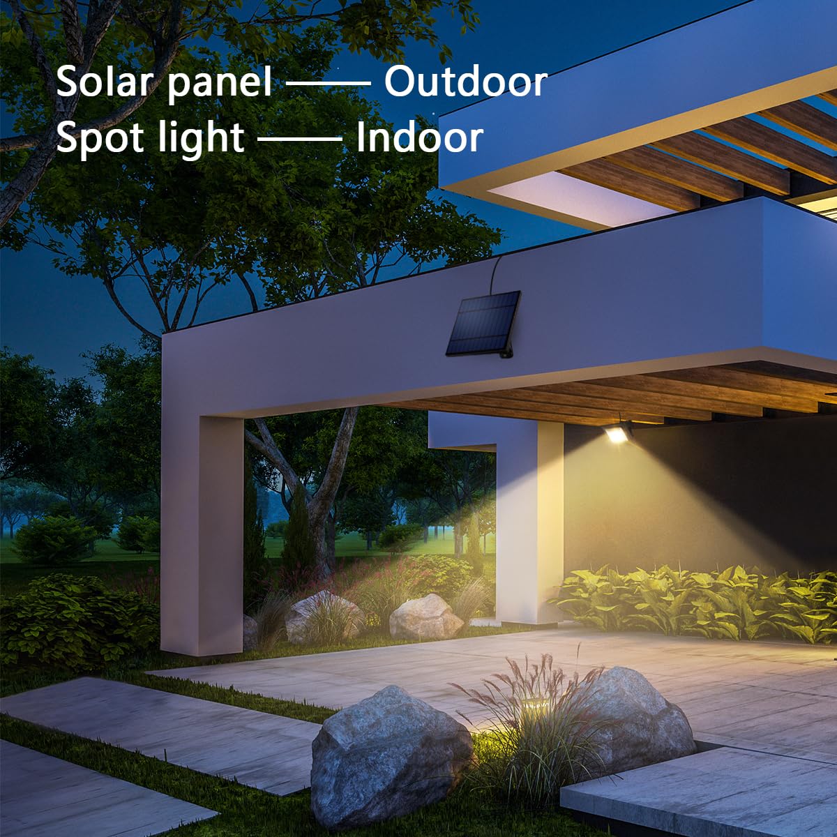 Outdoor Solar Spot Lights Waterproof with 16FT Extension Cable - 3000K Warm White LED Solar Flood Light for Wall, Garage, Yard, Patio & Landscape Lighting - Dusk to Dawn Auto On/Off - Perfect for Pathway, Garden & Security Lighting