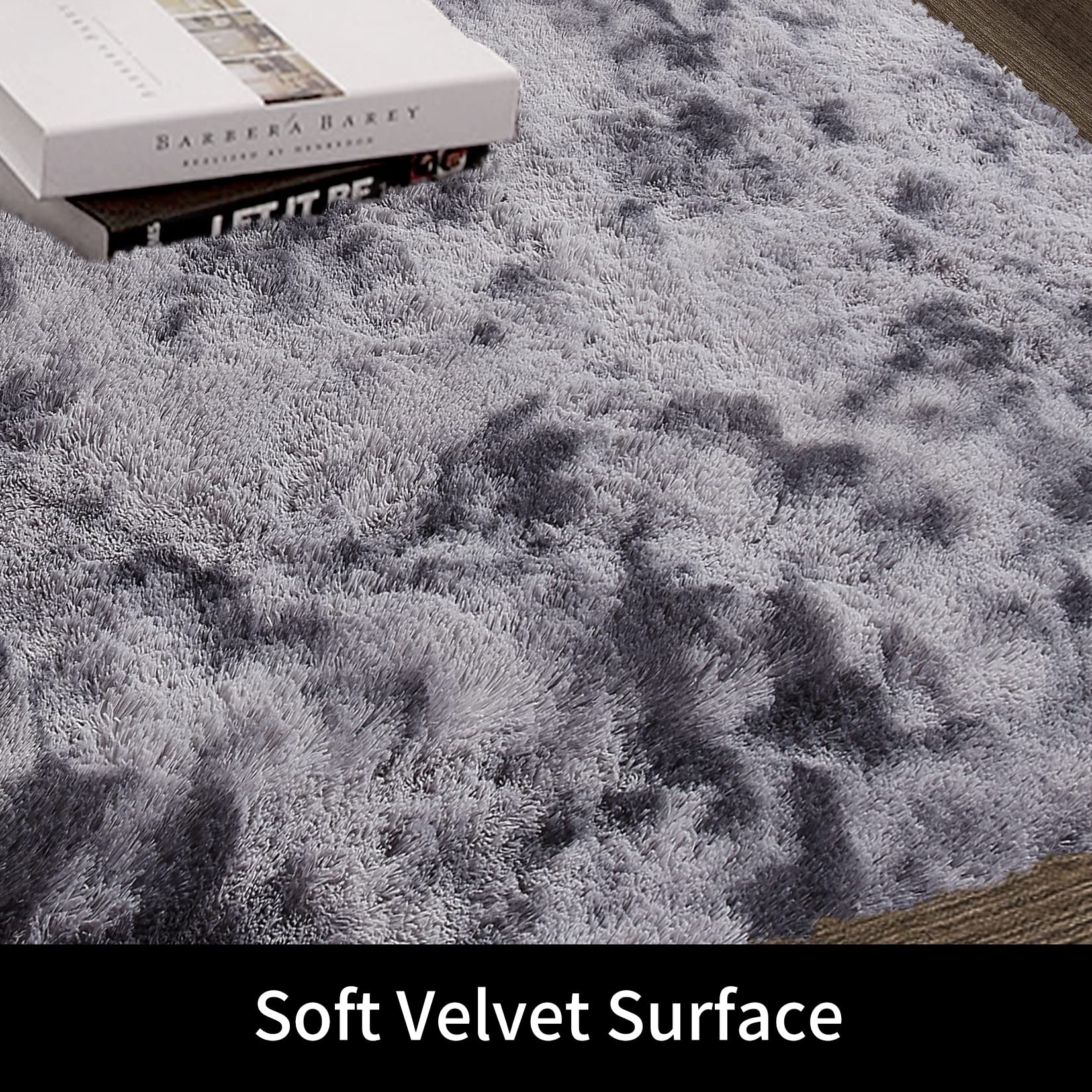 8x10 Feet Fluffy Shag Area Rug - Ultra Soft Plush Gray Carpet for Living Room, Bedroom & Nursery | Non-Slip Fuzzy Floor Mat for Kids Playroom & Dining Room Decor | Cozy Home Accent for Family Gatherings & Relaxation