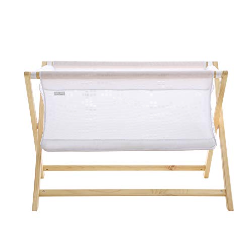 BreathableBaby Portable Mesh Sleeper Crib - Beech & White - Safe Travel Bassinet Alternative for Newborns & Infants - Greenguard Gold Certified - Perfect for Home, Travel & Daycare Use