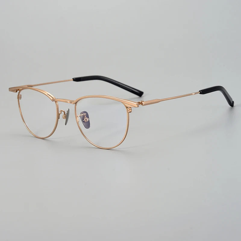 Aimee Unisex Full Rim Brow Line Oval Titanium Eyeglasses 19155 - Lightweight Durable Frame for Men & Women - Perfect for Reading, Working & Fashion Accessories