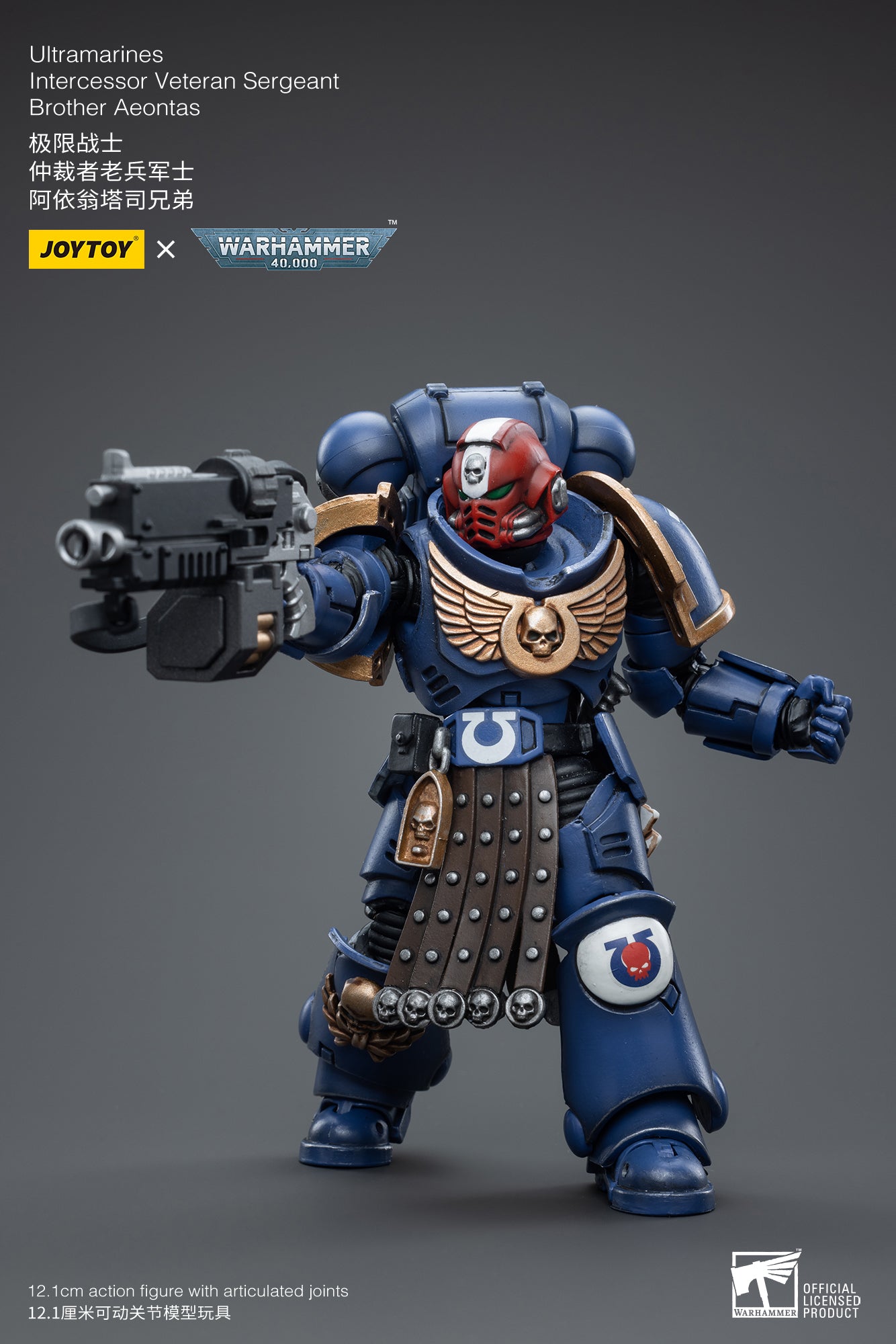 1/18 JOYTOY Warhammer 40K Ultramarines Intercessor Veteran Sergeant Brother Aeontas Action Figure - Collectible Miniature for Tabletop Gaming & Display