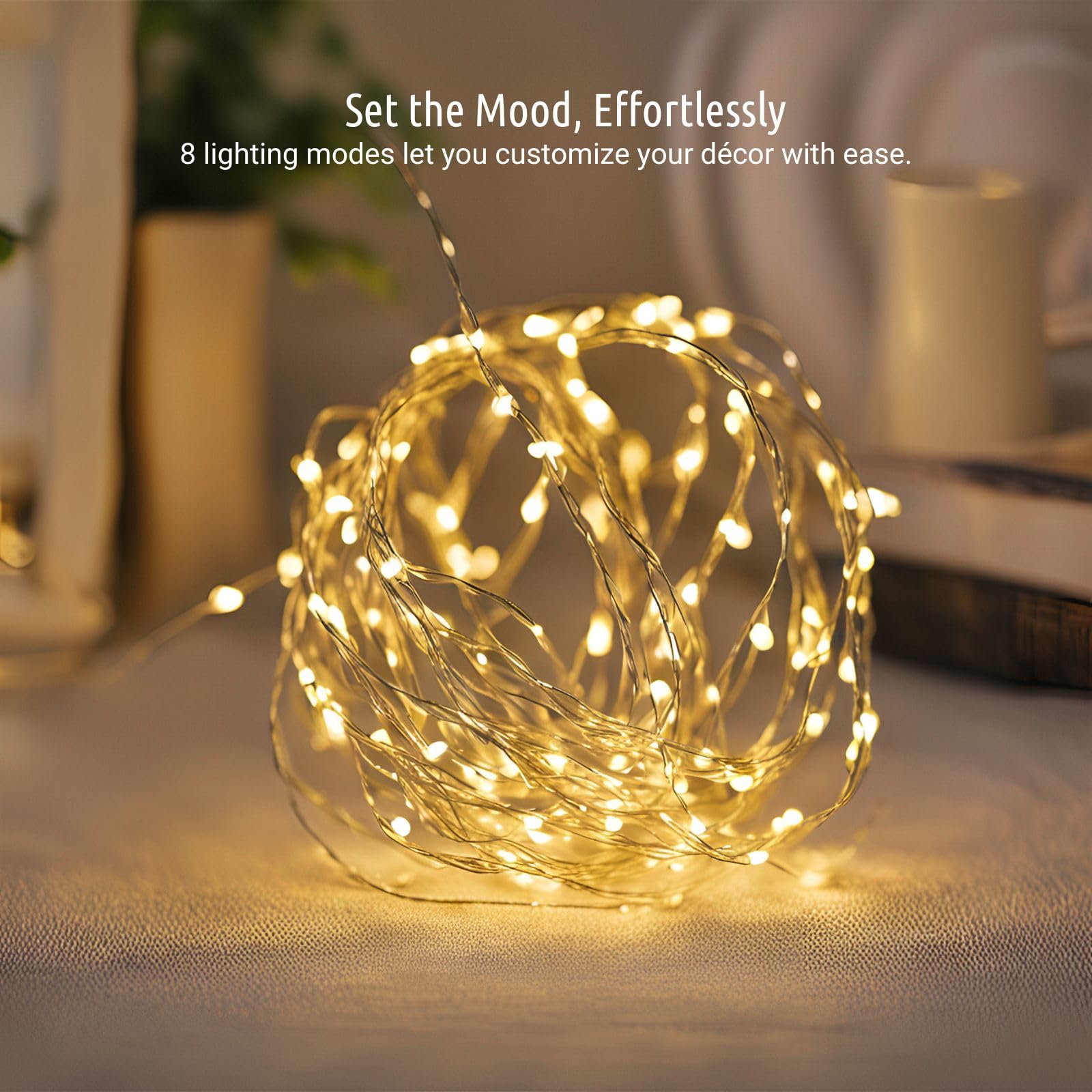 Koopower 2X 50 LEDs Battery Operated Fairy Lights - 16ft Waterproof Copper Wire String Lights with 8 Lighting Modes (Warm White) - Perfect for Outdoor Decor, Garden, Wedding, Party & Christmas Tree Lighting