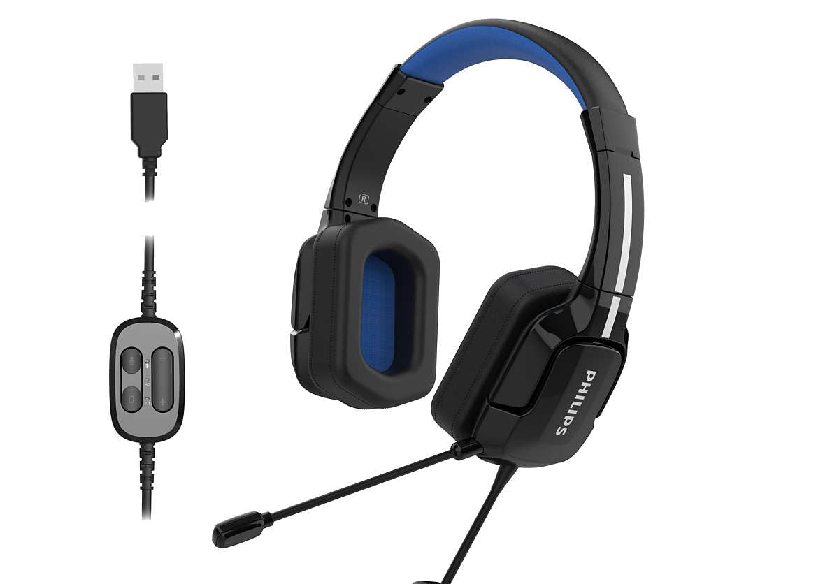 Philips TAGH401/00 Lightweight Over-Ear Gaming Headset with Immersive Surround Sound, Adjustable Headband - Perfect for PC, PS5, Xbox & Mobile Gaming (Black)