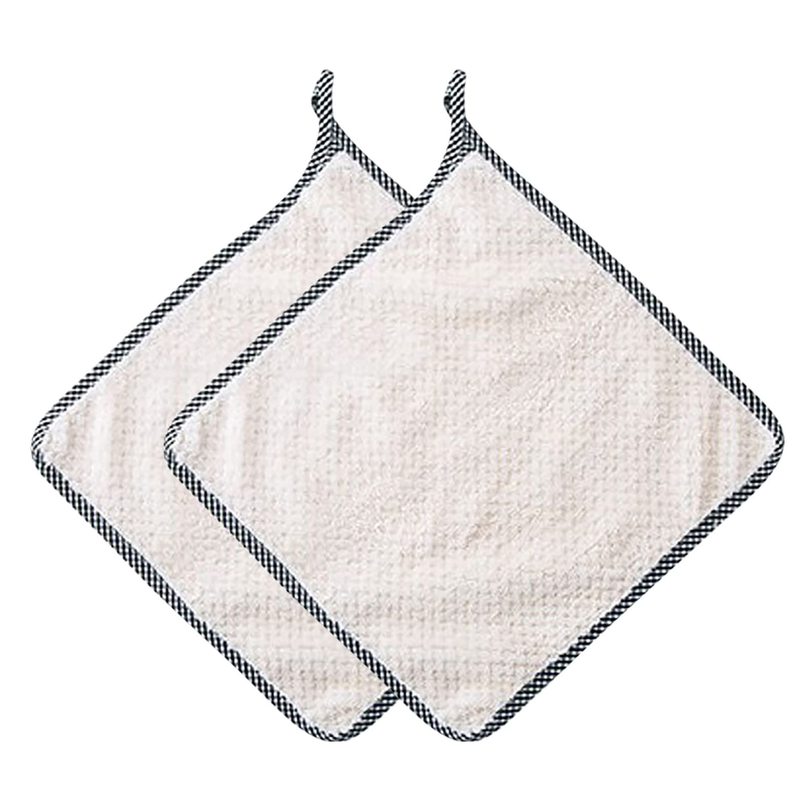 Leeonz 2-Pack Premium Absorbent Kitchen Dish Towels - Reusable Lint-Free Dish Cloths for Washing Dishes & Cleaning - Soft Coral Velvet Dish Towels (White) - Perfect for Kitchen, Dining & Household Cleaning