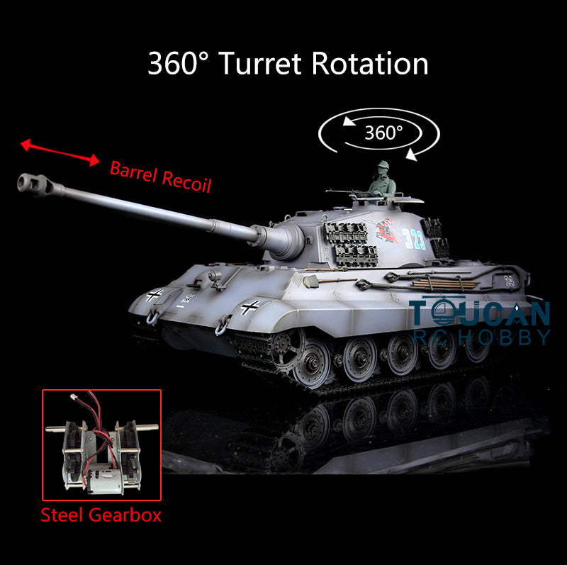 Henglong 1/16 Scale 7.0 Version King Tiger German RC Tank - 3888A Plastic Model with 360° Rotating Turret, Steel Gearbox & Barrel Recoil | Remote Control Military Vehicle for Collectors, Hobbyists & Battle Simulation Scenes