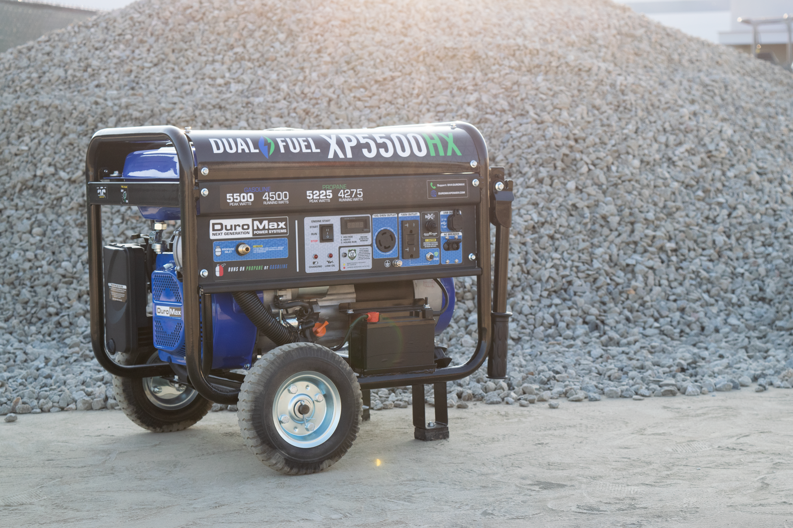 5500W Dual Fuel Portable Generator with CO Alert - Gas & Propane Powered for Camping, RV, Home Backup & Emergency Power
