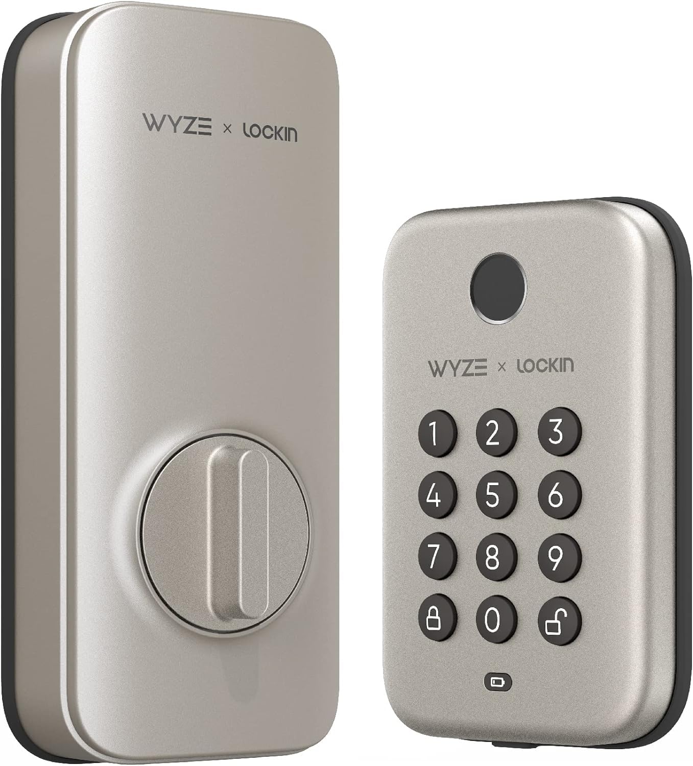 Wyze Auto-Lock Smart Deadbolt - Fingerprint & Keypad Entry Electronic Door Lock with IPX5 Weatherproof, Easy Installation in Satin Nickel Finish | Ideal for Home Security & Smart Access Control
