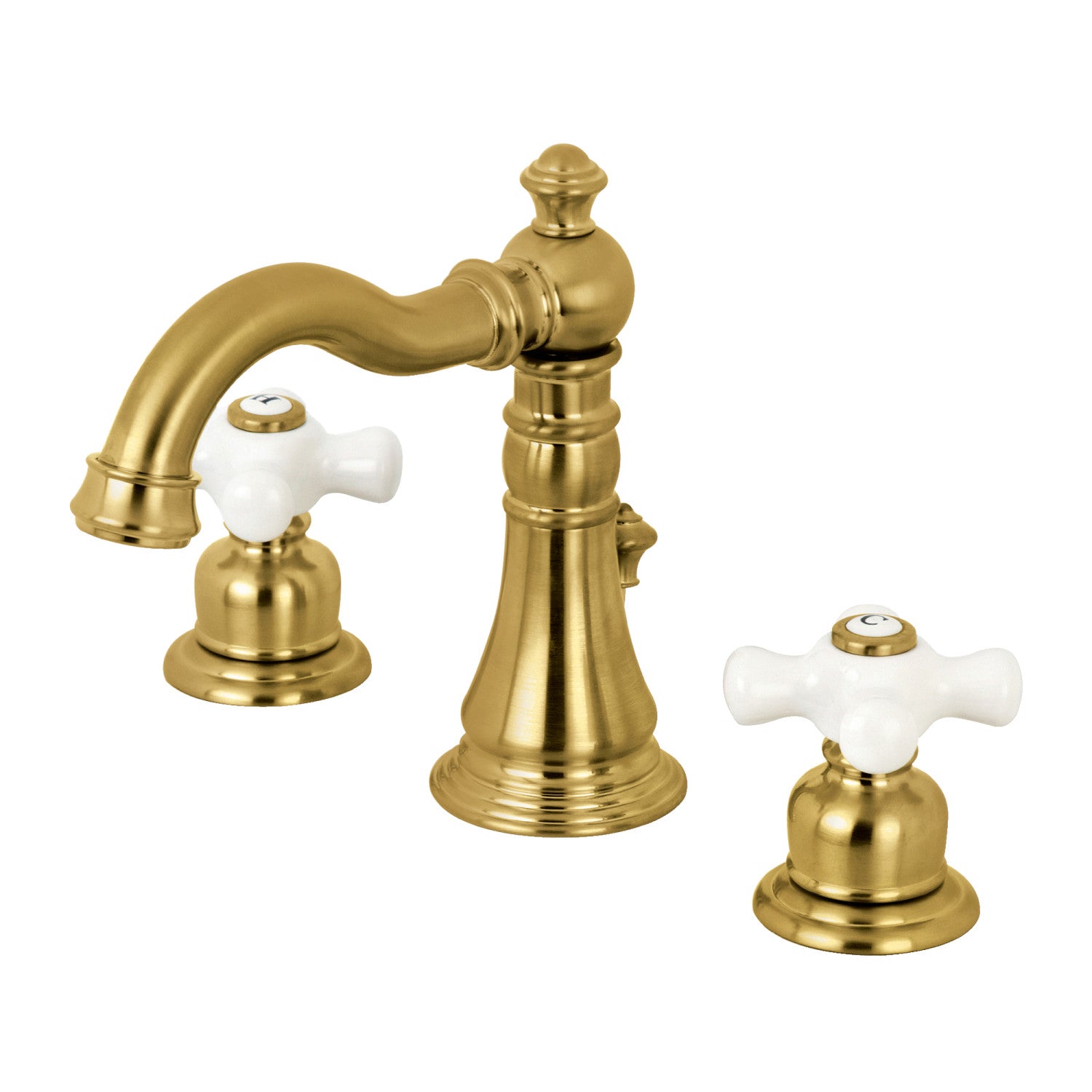 American Classic FSC1973PX Two Handle 3-Hole Widespread Bathroom Faucet with Brass Pop-Up Drain - Brushed Brass Finish for Vanity Sink - Perfect for Modern and Traditional Bathroom Decor
