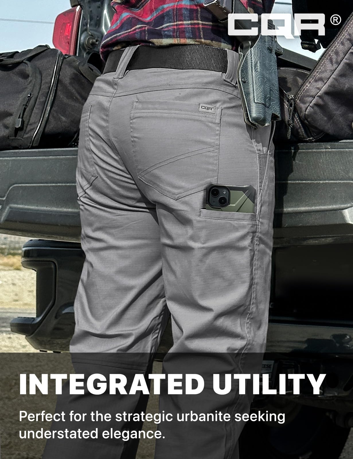 CQR Women's Tactical Pants - Stretch Flex Outdoor Hiking Work Pants with Multiple Pockets, Water Resistant Ripstop Fabric for Camping, Hunting & Outdoor Adventures