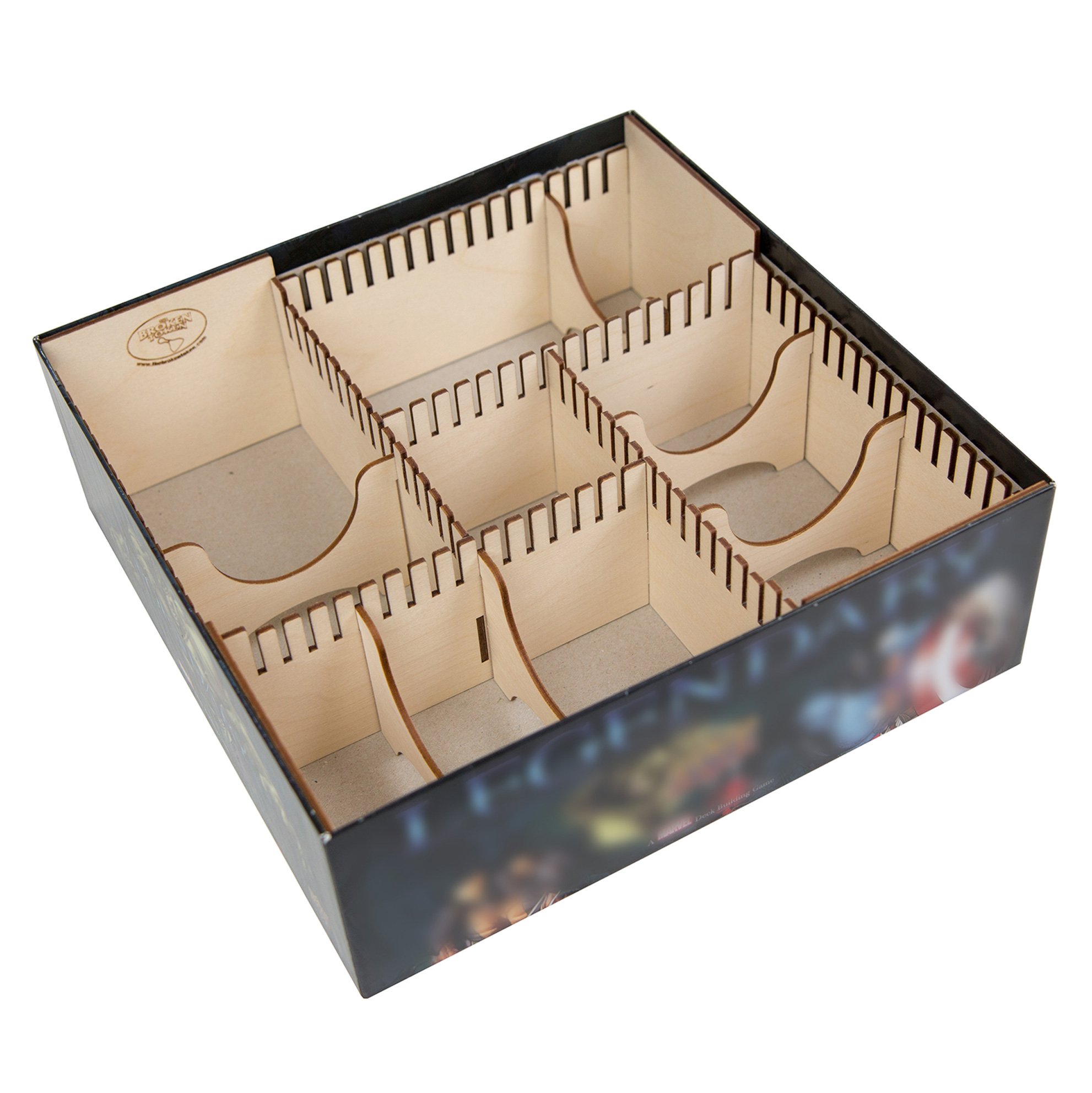 Marvel Legendary Card Game Organizer - Wooden Storage Box with Trays & Dividers | Compatible with The Broken Token | Perfect for Board Game Storage & Organization