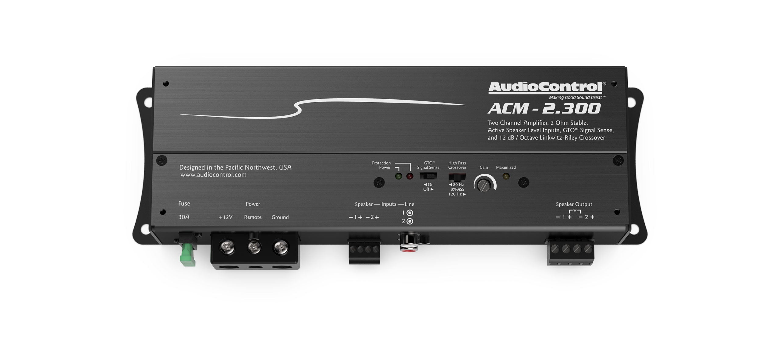 AudioControl ACM 2.300 2-Channel Micro Power Amplifier - Compact Car Audio System for Enhanced Sound Quality | Perfect for Vehicles, Boats & Home Stereo Setups