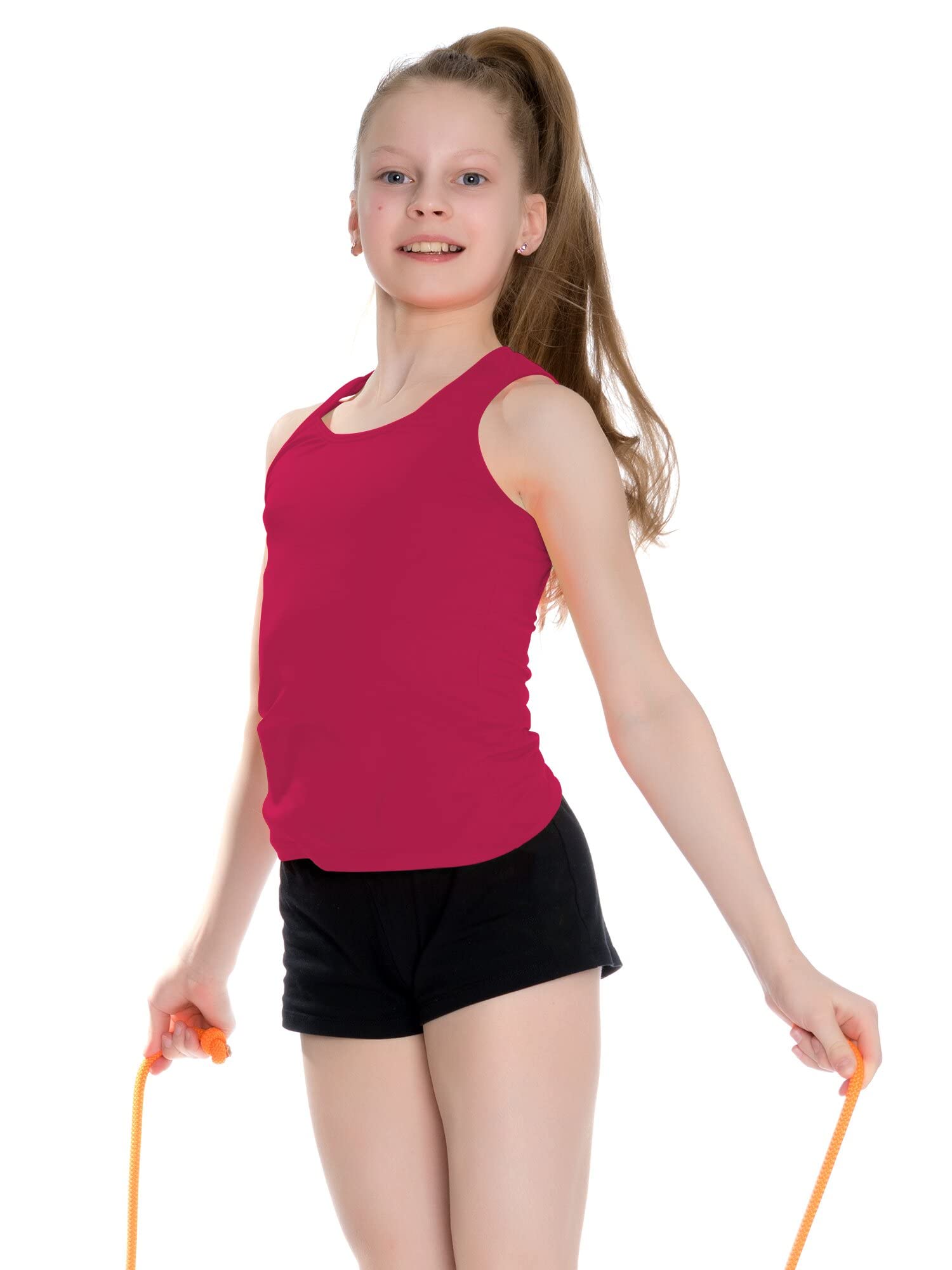 Geyoga 6-Pack Girls Dance Tank Tops - Racerback Crop Tops for Ballet, Gymnastics & Dance | Breathable Sleeveless Performance Wear for Kids & Teens | Perfect for Dance Class, Recitals & Competitions