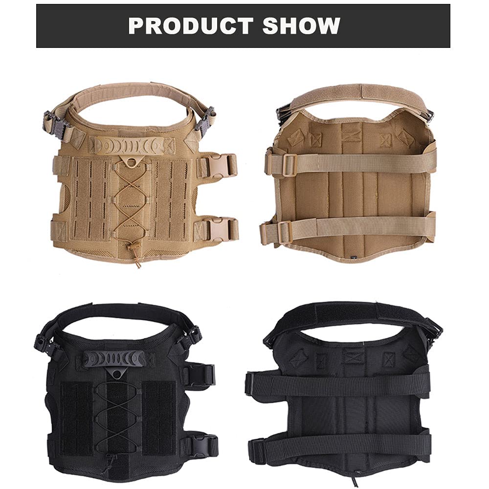 Upgrade 1000D Tactical Laser Molle Dog Harness - Heavy Duty Military Lancer Molle Tactical Vest for Large & Medium Dogs - Perfect for Walking, Hiking, Running & Outdoor Adventures