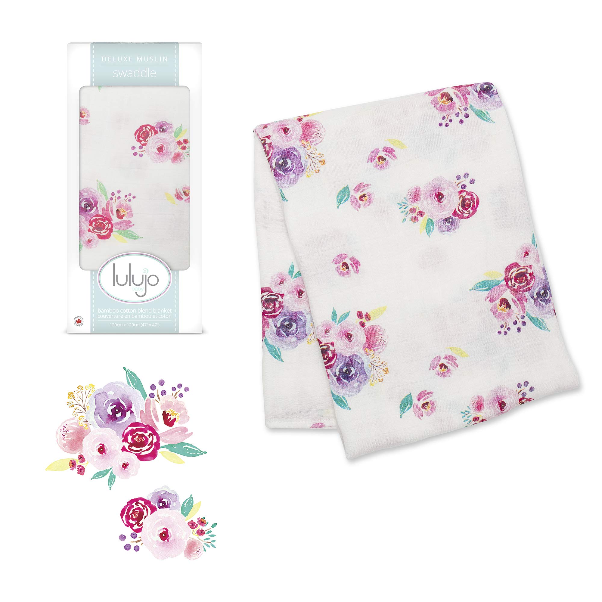 Lulujo Baby Swaddle Blanket - Ultra Soft Bamboo Viscose Muslin Wrap for Newborns | 47