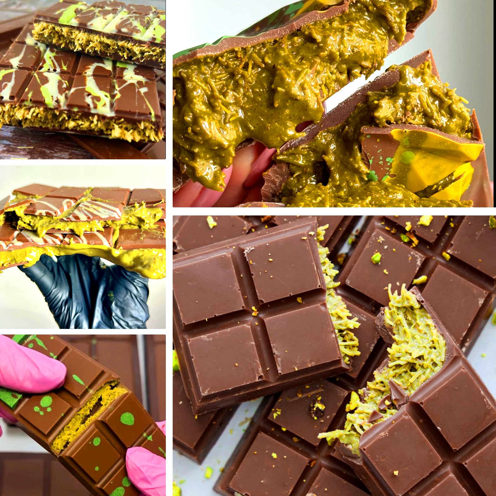 AIERSA 3-Pack Deep & Thick Silicone Chocolate Bar Molds - 10 Grids for Duubai, Pistachio, Knafeh Chocolate Bars & Candy Stuffed Bars | Perfect for Homemade Chocolates, Candy Making & Gift Packaging