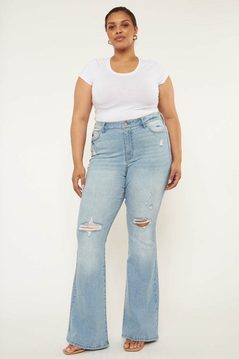 Lori High Rise Flare Jeans for Women - Plus Size Stretchy Denim Pants, Comfortable & Trendy Bootcut Jeans for Casual Wear, Date Night and Office Outfits
