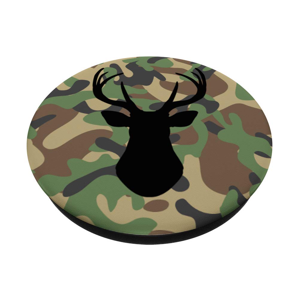 Black Deer Silhouette Hunting PopSockets Grip & Stand for iPhone, Samsung & Tablets - Perfect for Outdoor Adventures, Hunting Trips & Nature Lovers