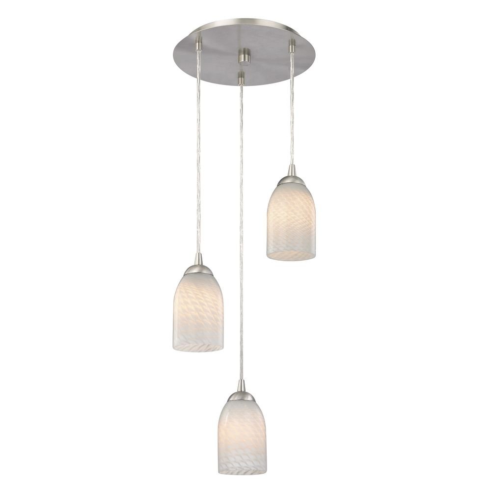 Modern Multi-Light Pendant Lighting Fixture - 3-Light White Glass Chandelier for Dining Room, Kitchen Island & Living Room Decor
