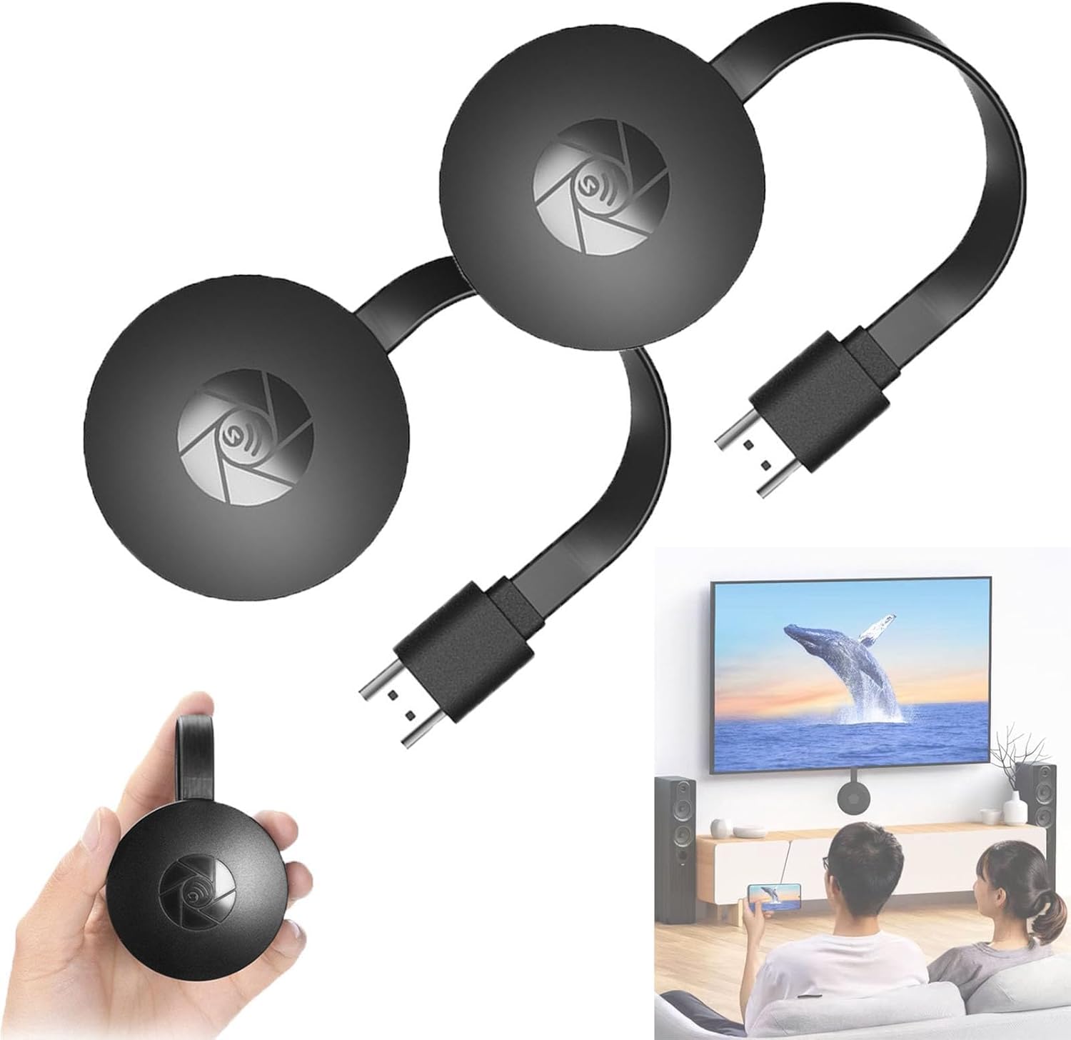 JHDZ 4K Wireless Display Adapter & Streaming Device for TV - HD 1080p/4K Media Player, Screen Mirroring Projector for Smartphones & Laptops - Perfect for Home Theater, Gaming & Office Presentations