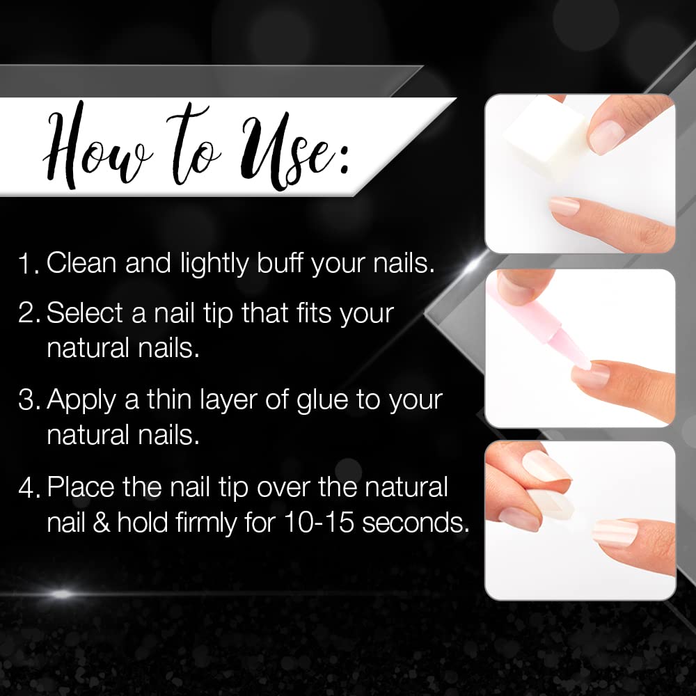 Ardell Nail Addict Artificial Nail Set - Modern French Style Press On Nails for Women | Perfect for Parties, Weddings & Special Occasions