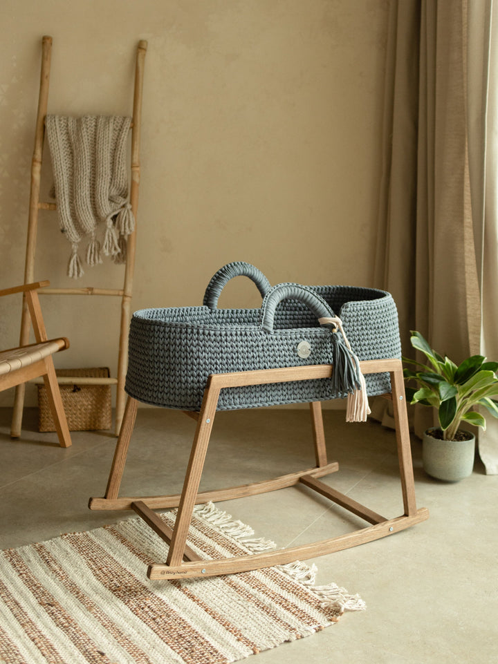 Anzy Home XL Moses Basket - Natural Woven Baby Bassinet with Mattress & Stand - Perfect for Newborns Nursery, Bedroom, or Travel | Portable & Stylish Baby Sleeping Solution