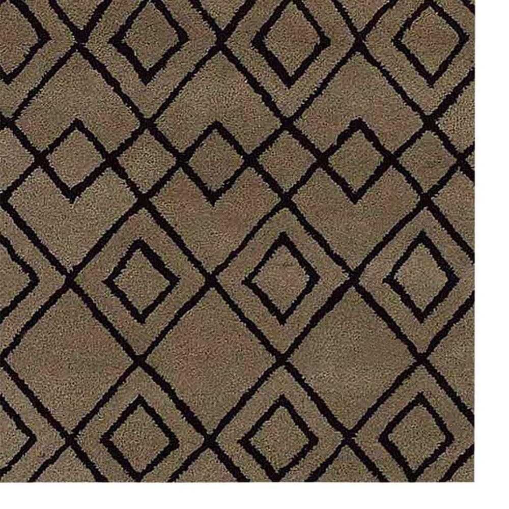 Hand Tufted Wool Eco-Friendly Area Rugs 4x6 Feet - Rectangle Cream & Brown Geometric Modern Design High Pile Handmade Rug for Living Room, Bedroom, Office & Dorm - Soft & Durable Floor Decor (K04510)