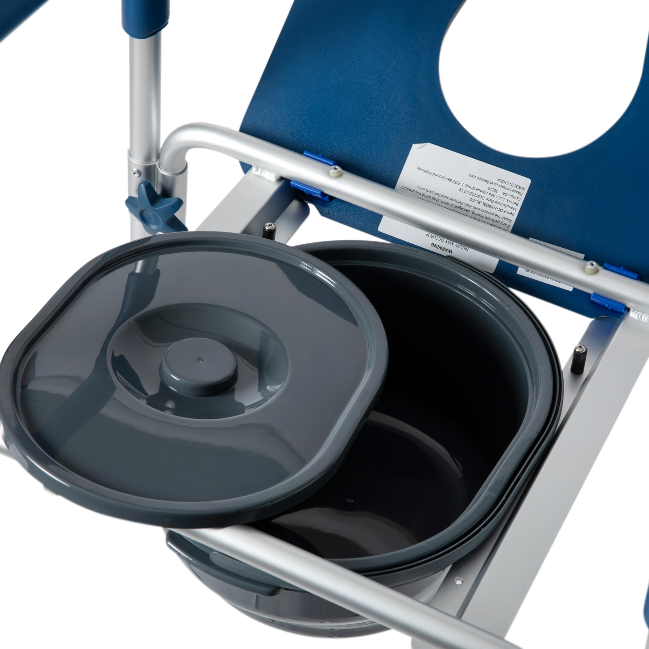 Flash Furniture Hercules 3-in-1 Commode Chair with Arms - Adjustable Height Portable Toilet Chair with Safety Rails, Padded Seat & Armrests - Ideal for Elderly Care, Post-Surgery Recovery & Home Healthcare (Blue)