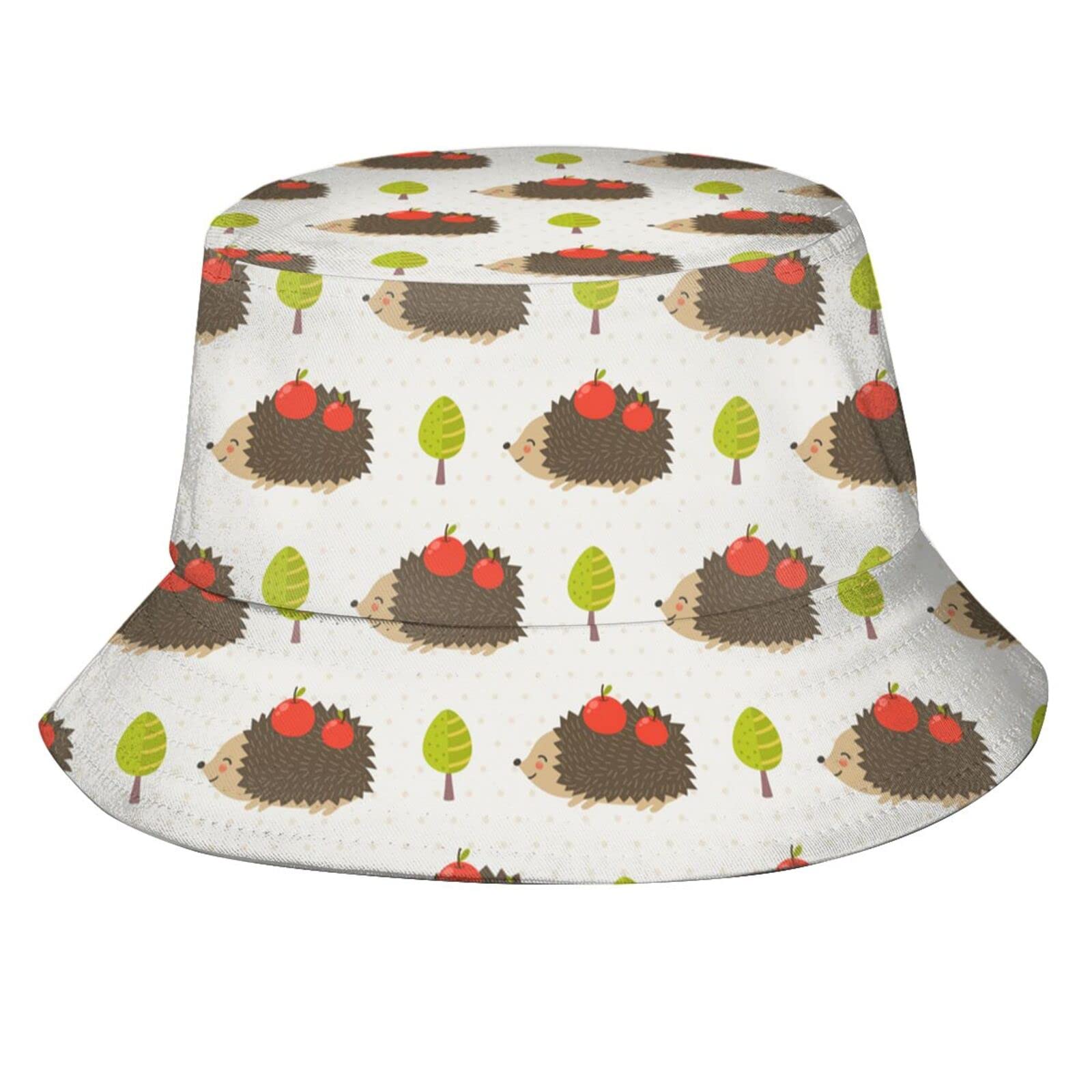 Cute Hedgehog Bucket Hat for Women & Men - Animal Print Sun Hat with Brim, Adjustable Fisherman Hat for Outdoor Activities, Beach, Hiking, and Summer Fashion