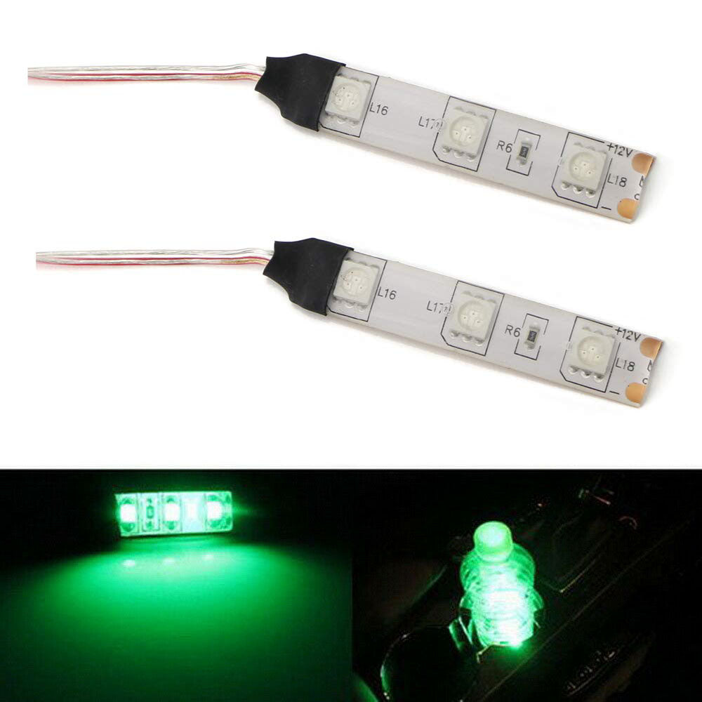 3 SMD Green LED Strip Lights for Car Interior - Cup Holder, Gauge Cluster, Glove Box & Footwell Lighting | DIY Car Decoration & Ambient Lighting Accessories