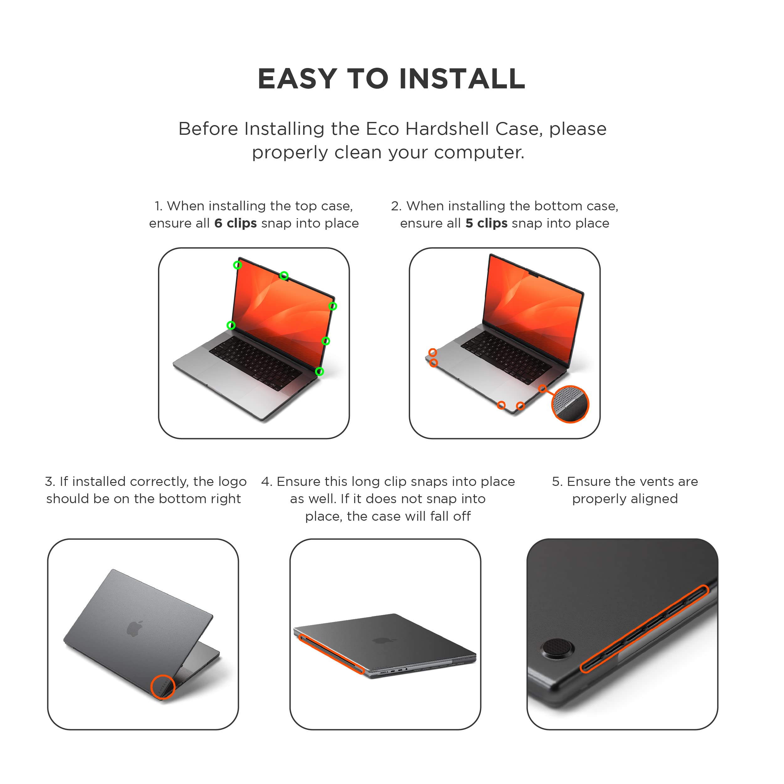 Satechi Eco Hardshell Case for MacBook Pro 14-inch 2021 (Model A2485) - Ultra Slim Lightweight Protective Cover with Hub & Adapter Access - Dark Color - Perfect for Work, Travel & Home Office Use