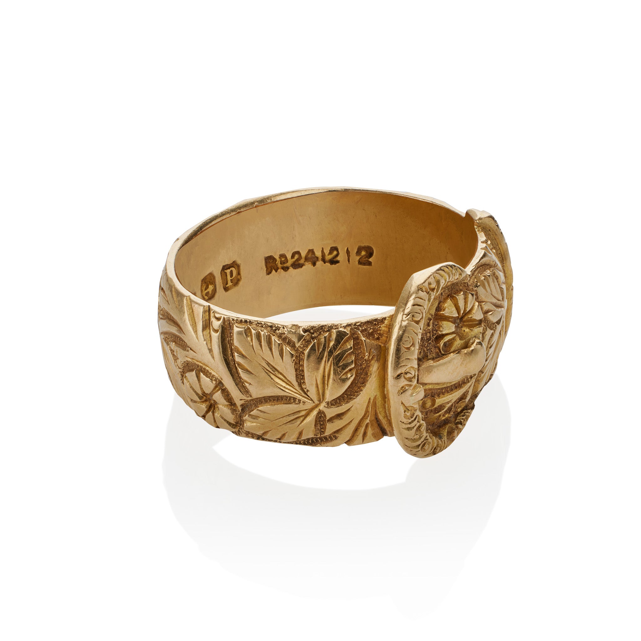 Antique English 18K Gold Buckle Ring - Vintage Jewelry for Women, Elegant Statement Piece for Weddings, Parties & Special Occasions